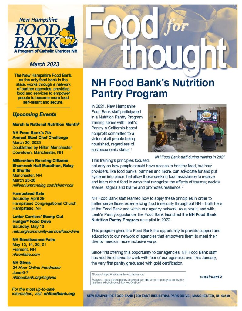 Newsletter New Hampshire Food Bank