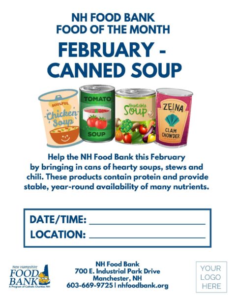 NH Food Bank Food of the Month Flyer - February - Canned Soup