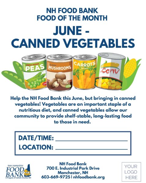 NH Food Bank Food of the Month Flyer - June - Canned Vegetables