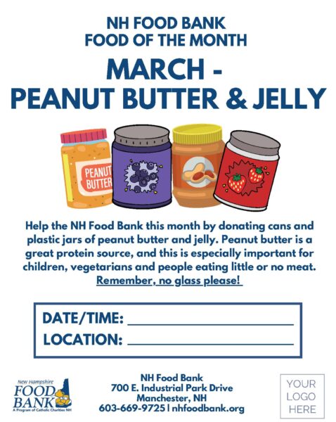 NH Food Bank Food of the Month Flyer - March - Peanut butter and Jelly