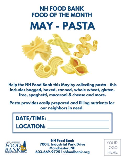NH Food Bank Food of the Month Flyer - May - Pasta