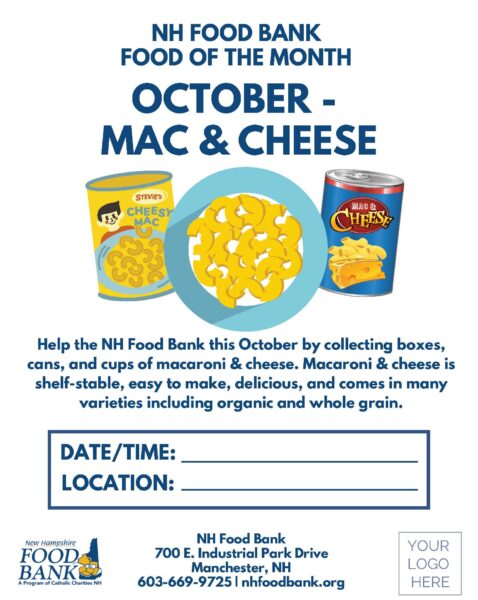 NH Food Bank Food Drive of the Month Flyer - October - Mac & Cheese 